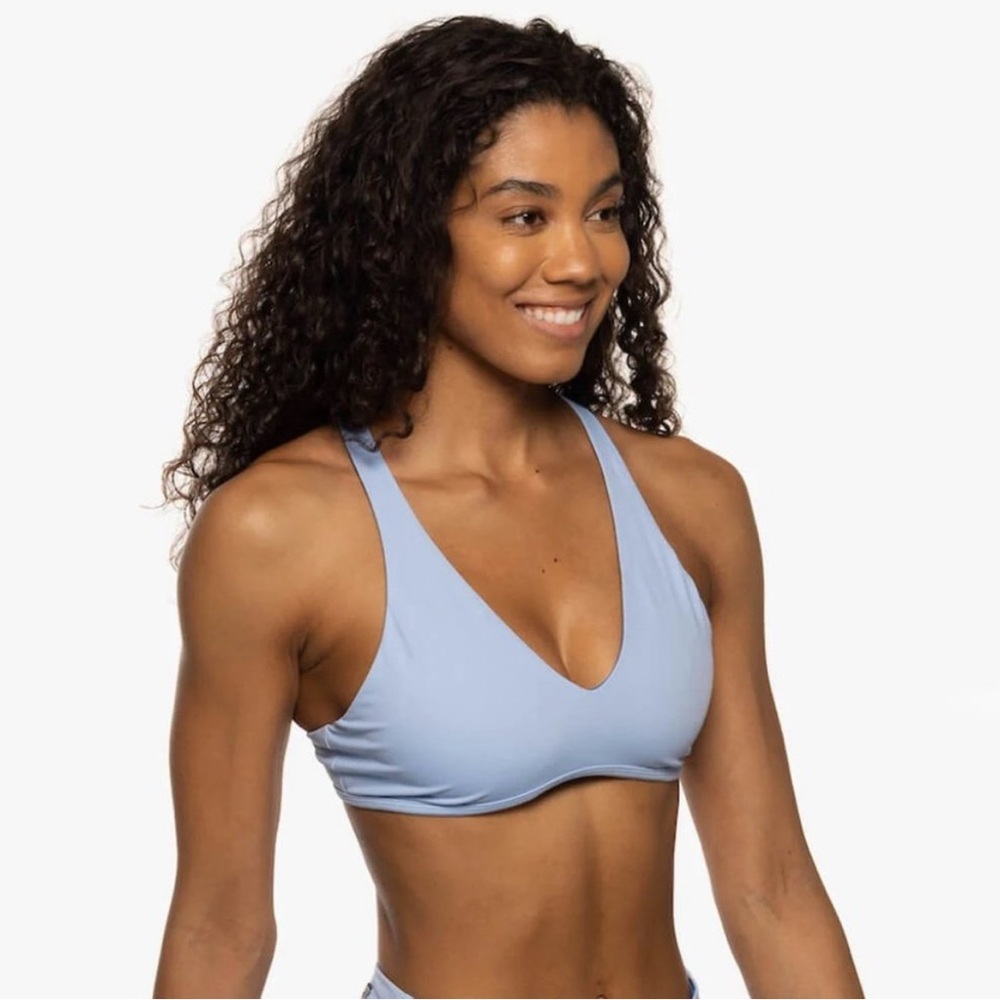 Jolyn Aster Racerback Bikini Top, Blue, Size XL
